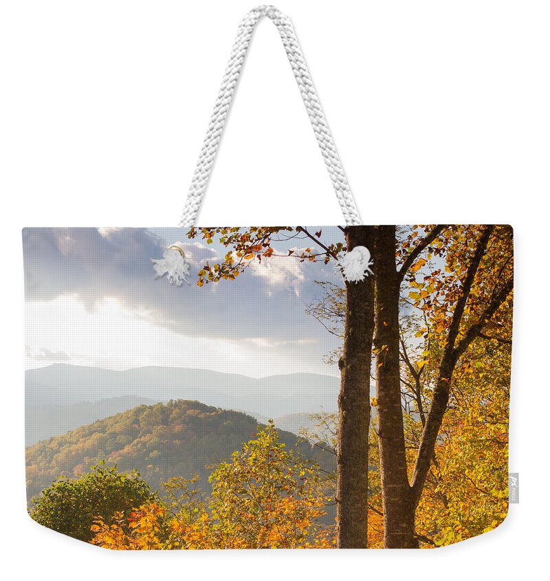 Autumn Weekender Tote Bag featuring the photograph Blue Ridge Autumn Trees by Paul Rebmann