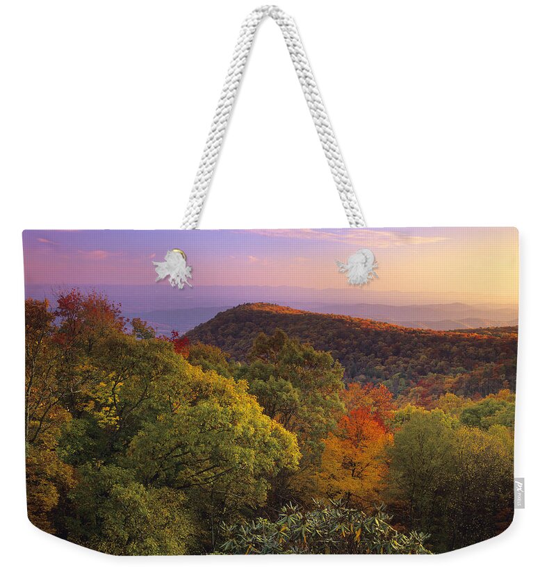 00175692 Weekender Tote Bag featuring the photograph Blue Ridge Mountains in Autumn by Tim Fitzharris