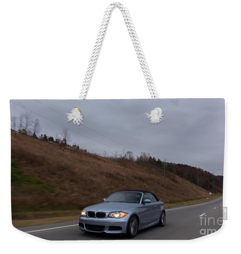 2011 Bmw 135 Ci Weekender Tote Bag featuring the photograph Blue by Robert Loe