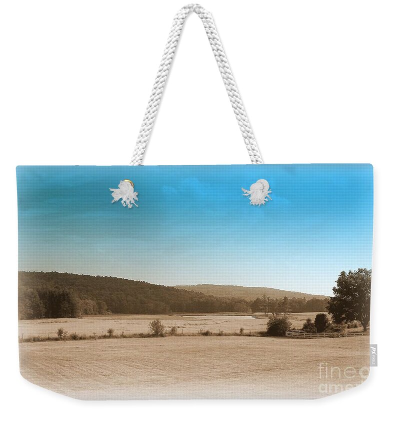 Art Weekender Tote Bag featuring the photograph Blue Skies by Linda Galok