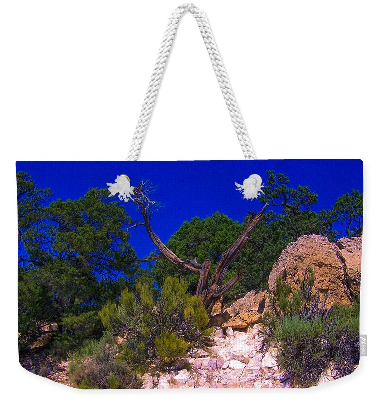 Grand Canyon Weekender Tote Bag featuring the photograph Blue Sky Over the Canyon by Dany Lison