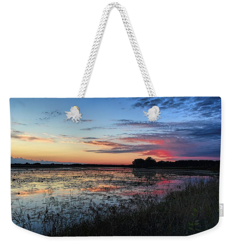 Mead Weekender Tote Bag featuring the photograph Blue Sunset Over The Refuge by Dale Kauzlaric