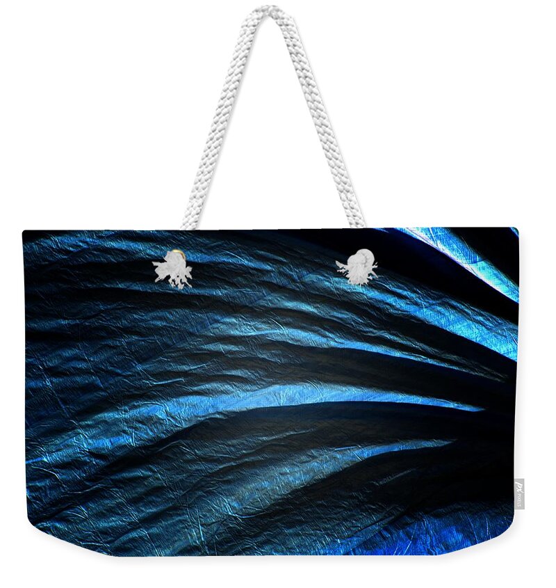 Newel Hunter Weekender Tote Bag featuring the photograph Blue Tarp 1 by Newel Hunter