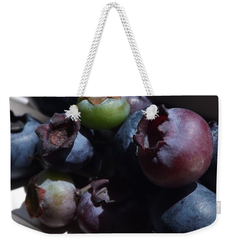 Blue Berry Weekender Tote Bag featuring the photograph Blueberry Time by Caryl J Bohn