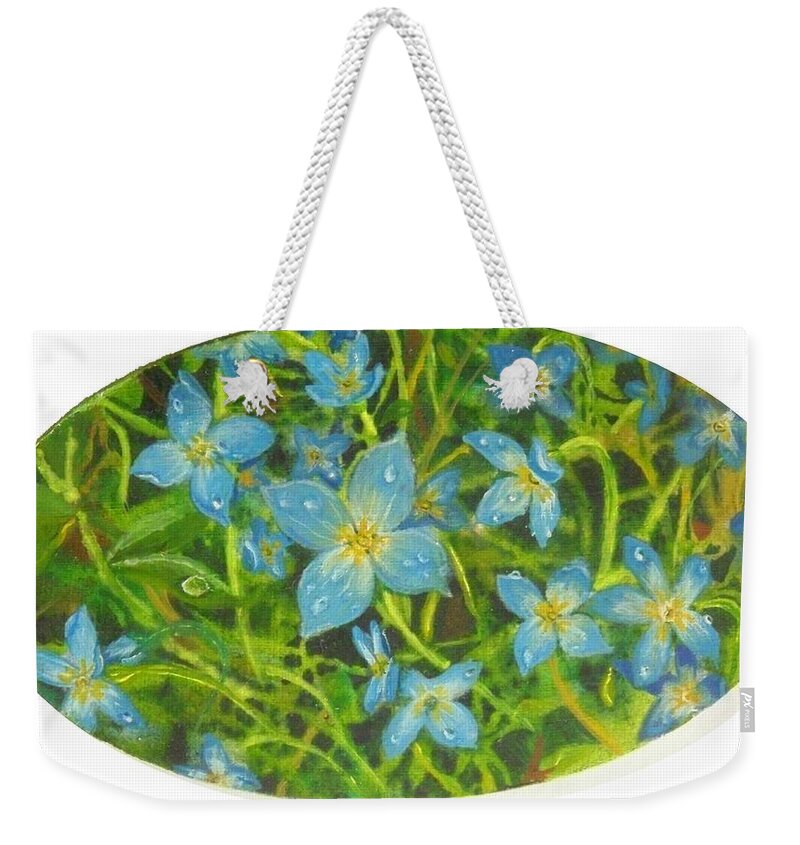 Bluet Weekender Tote Bag featuring the painting Bluets of the Shenandoah by Nicole Angell