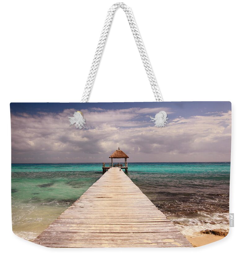 Boardwalk Weekender Tote Bag featuring the photograph Boardwalk dock and Caribbean Sea by Roupen Baker