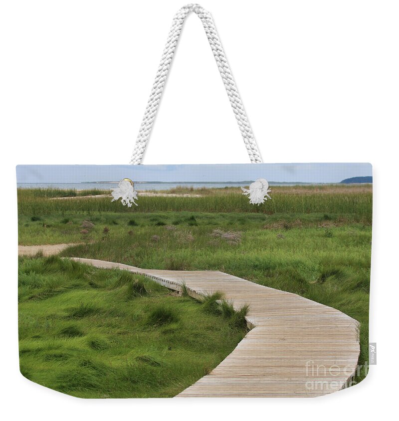 Boardwalk Weekender Tote Bag featuring the photograph Boardwalk to the Beach by Jayne Carney