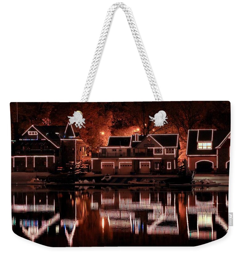 Boathouse Weekender Tote Bag featuring the photograph Boathouse Row Reflection by Deborah Crew-Johnson