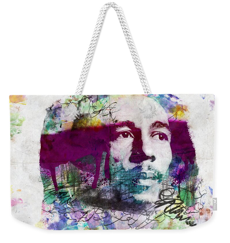 Bob Weekender Tote Bag featuring the painting Bob Marley One Love by Jonas Luis
