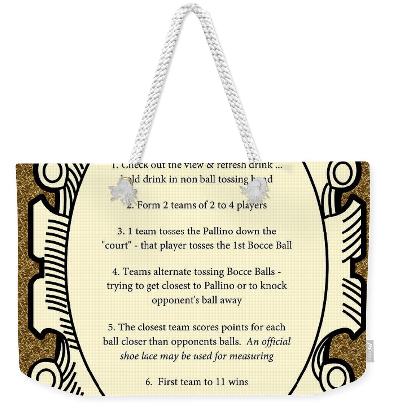 Bocce Weekender Tote Bag featuring the digital art Bocce by Nancy Patterson
