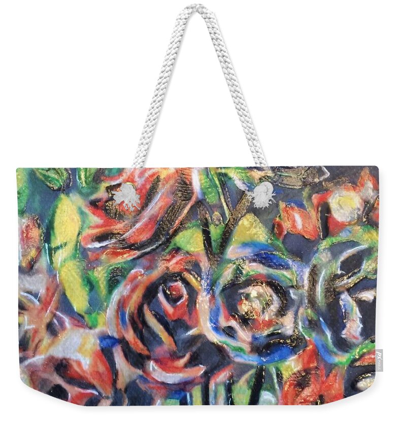 Flowers Weekender Tote Bag featuring the painting Bodish Roses by Cara Frafjord
