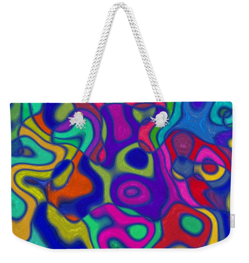 Splashes Weekender Tote Bag featuring the digital art Bold Blue Abstract Decor by Georgiana Romanovna