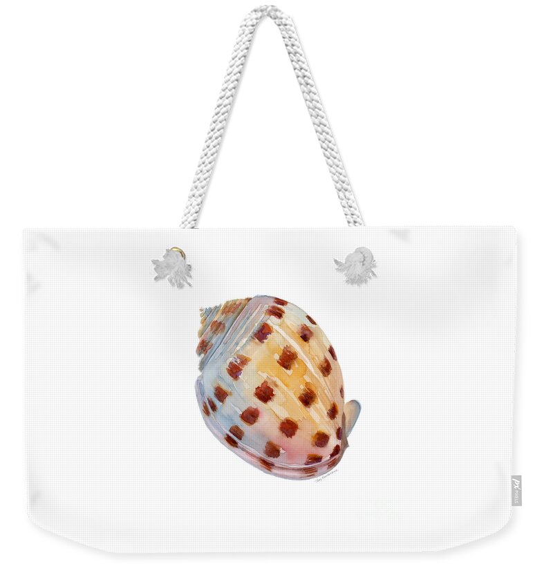 Shell Weekender Tote Bag featuring the painting Bonnet Shell by Amy Kirkpatrick
