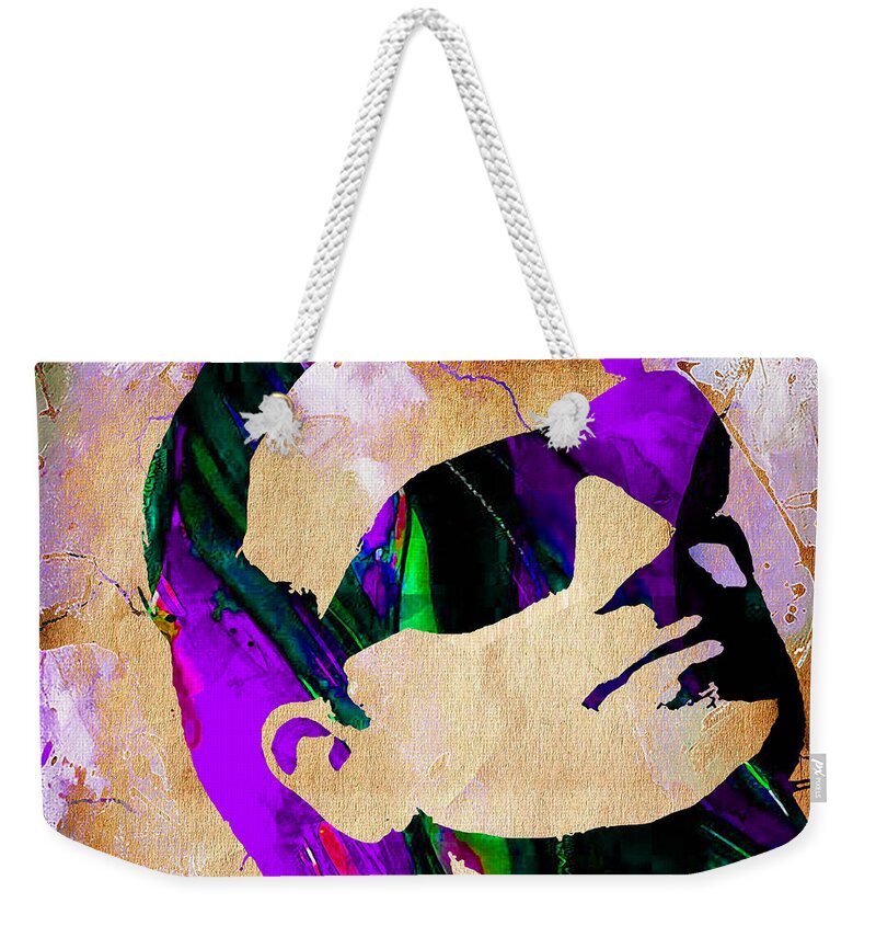 U2 Photographs Mixed Media Weekender Tote Bag featuring the mixed media Bono U2 by Marvin Blaine