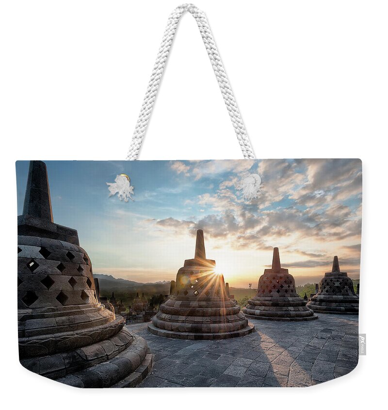Tranquility Weekender Tote Bag featuring the photograph Borobudur During Golden Hour by The Trinity