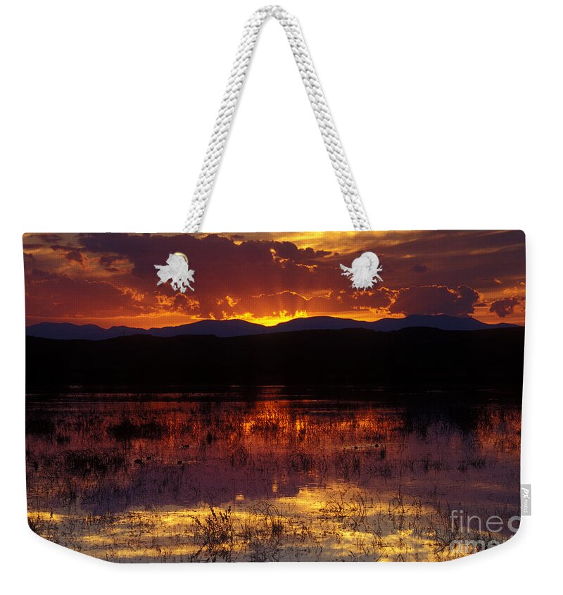 Bosque Weekender Tote Bag featuring the photograph Bosque Sunset - orange by Steven Ralser