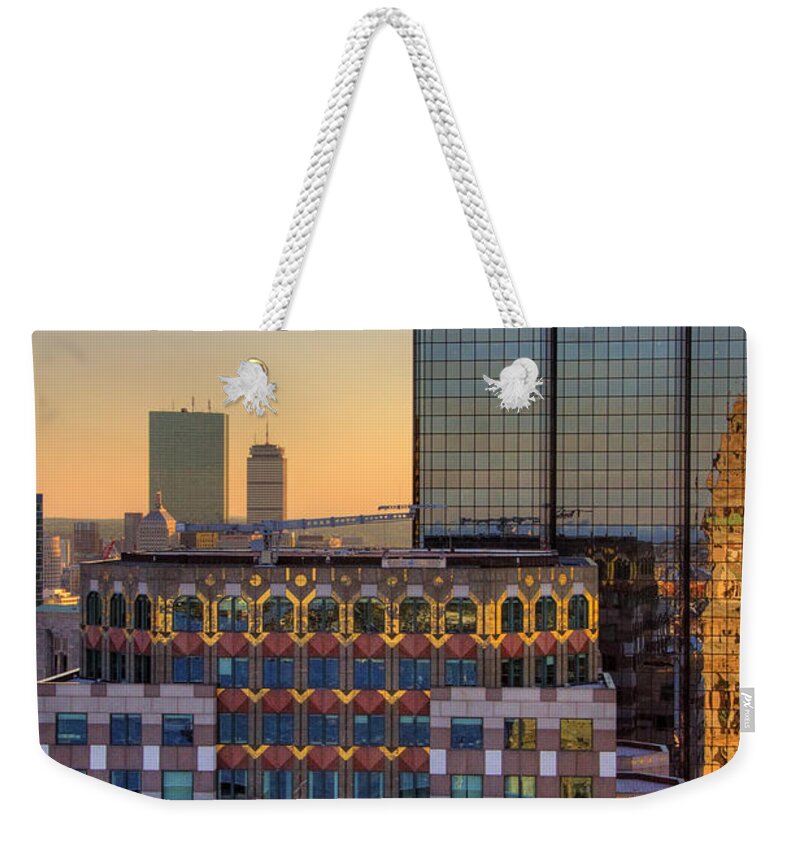 Boston Weekender Tote Bag featuring the photograph Boston Architecture Reflections by Joann Vitali