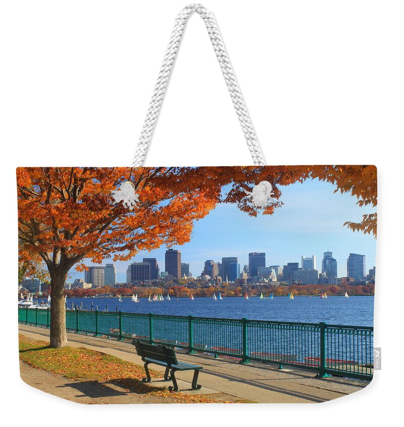 Boston Weekender Tote Bag featuring the photograph Boston Charles River in Autumn by John Burk