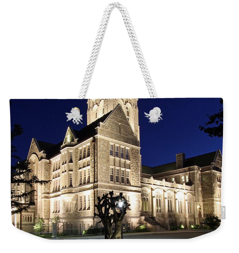 Boston Weekender Tote Bag featuring the photograph Boston College Gasson Hall by Juergen Roth