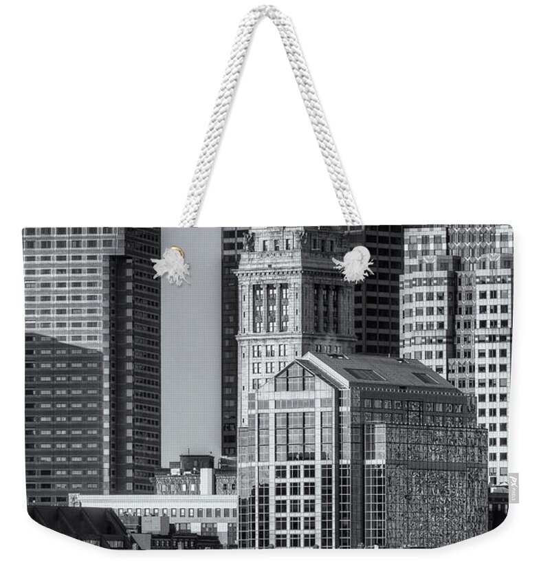 Clarence Holmes Weekender Tote Bag featuring the photograph Boston Harbor and Skyline IV by Clarence Holmes