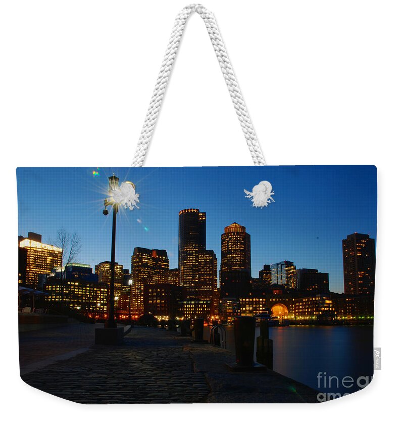 Boston Harbour Harbor Hdr Quay Dock Massachusetts Weekender Tote Bag featuring the photograph Boston Harbour by Richard Gibb