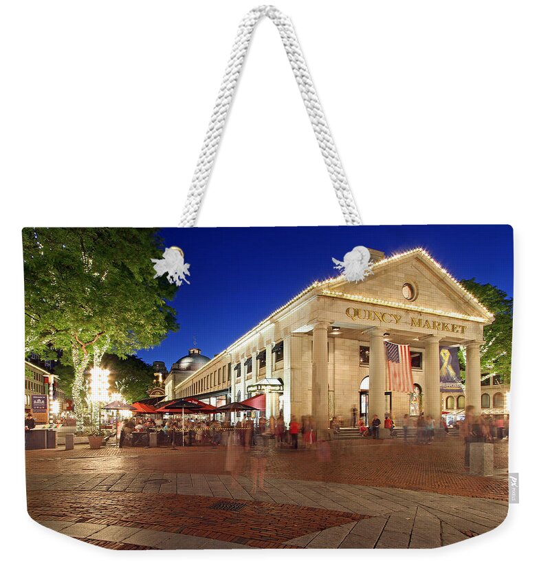 Boston Weekender Tote Bag featuring the photograph Boston Quincy Market near Faneuil Hall by Juergen Roth