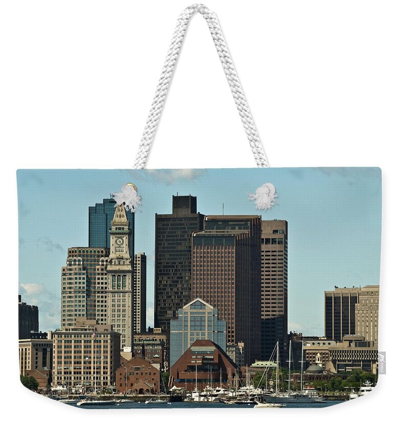 Boston Weekender Tote Bag featuring the photograph Boston Skyline by Caroline Stella