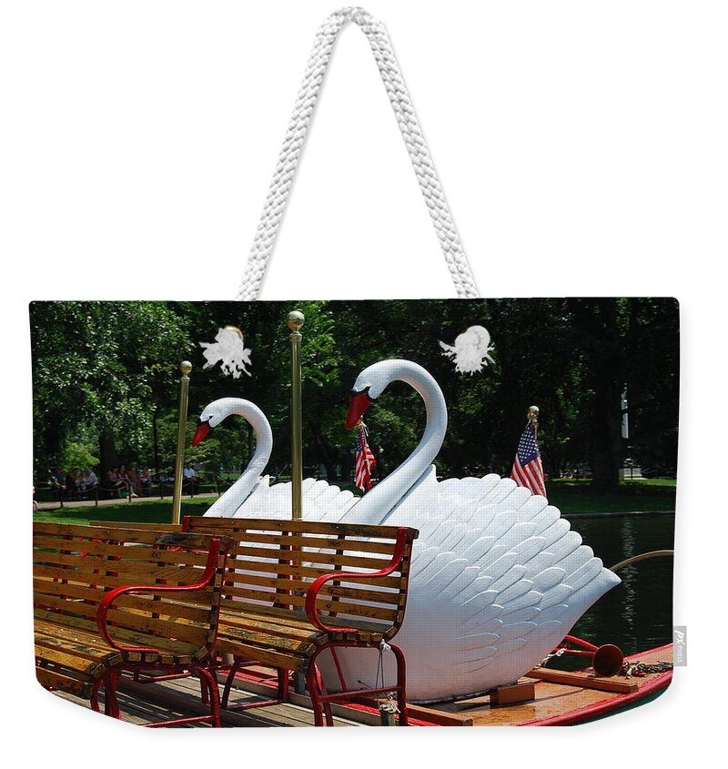 Boston Weekender Tote Bag featuring the photograph Boston Swans by Caroline Stella