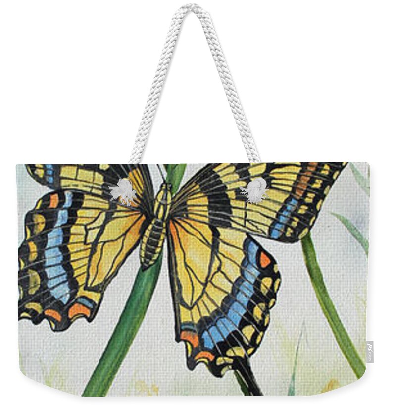 Acrylic Painting Weekender Tote Bag featuring the painting Botanical Beauties-JP252 by Jean Plout