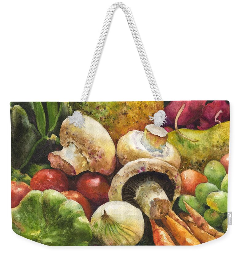 Vegetables Painting Weekender Tote Bag featuring the painting Bountiful by Anne Gifford