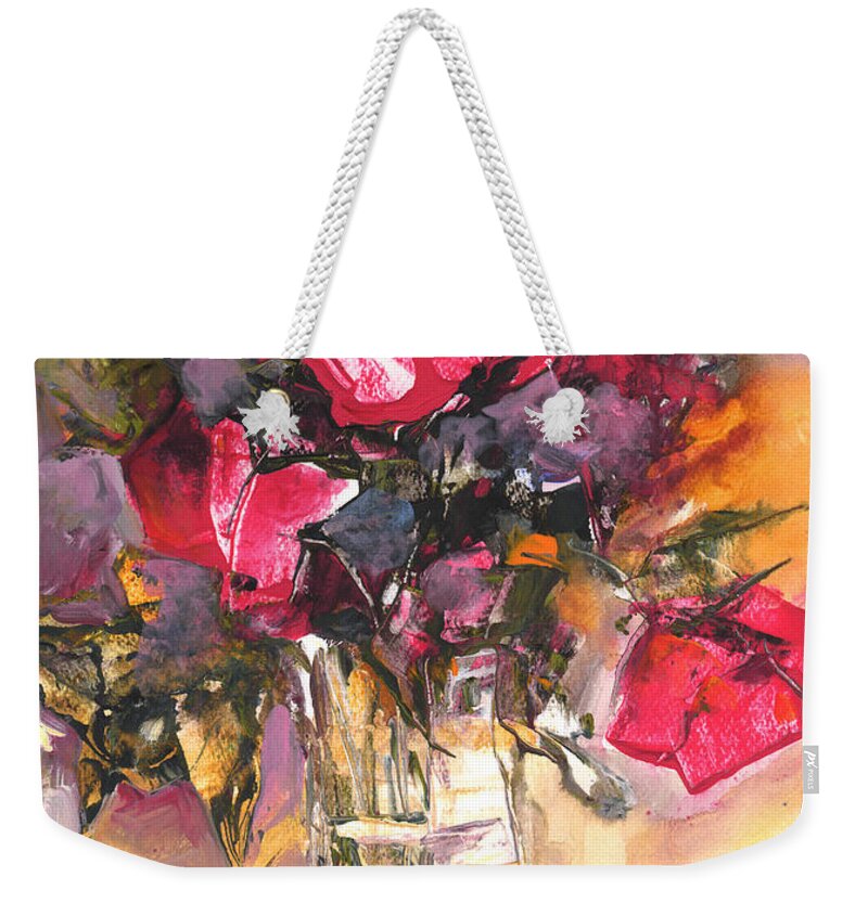 Flowers Weekender Tote Bag featuring the painting Bouquet de Chez Moi 02 by Miki De Goodaboom