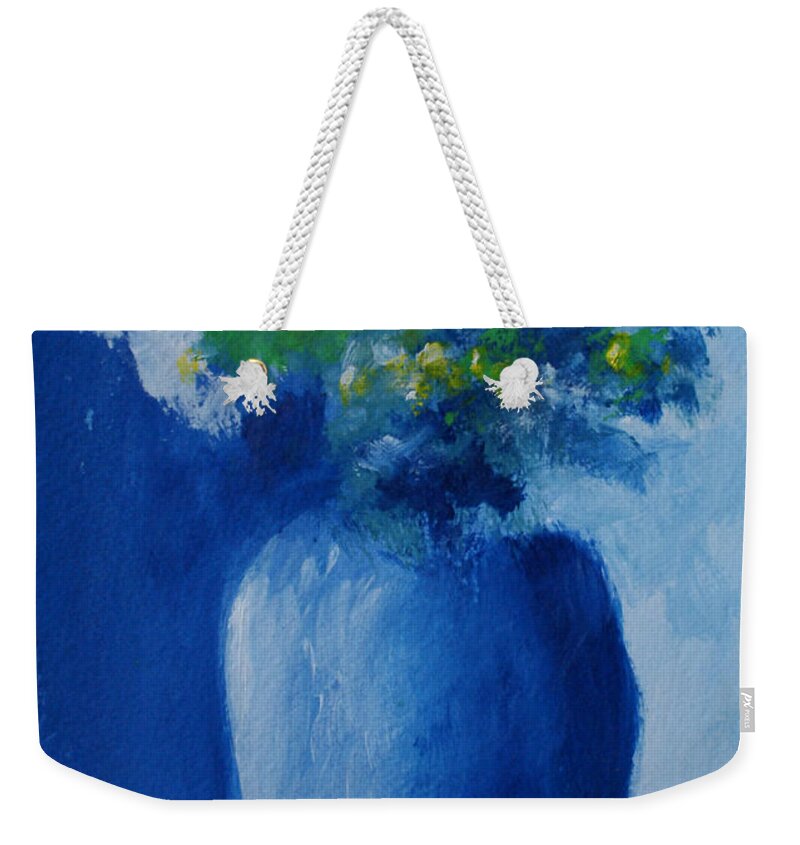 Floral Weekender Tote Bag featuring the painting Bouquet in Blue Shadow by Jill Ciccone Pike