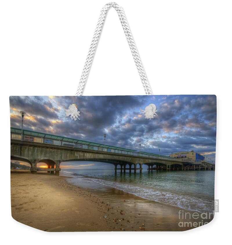 Hdr Weekender Tote Bag featuring the photograph Bournemouth Beach Sunrise 3.0 by Yhun Suarez