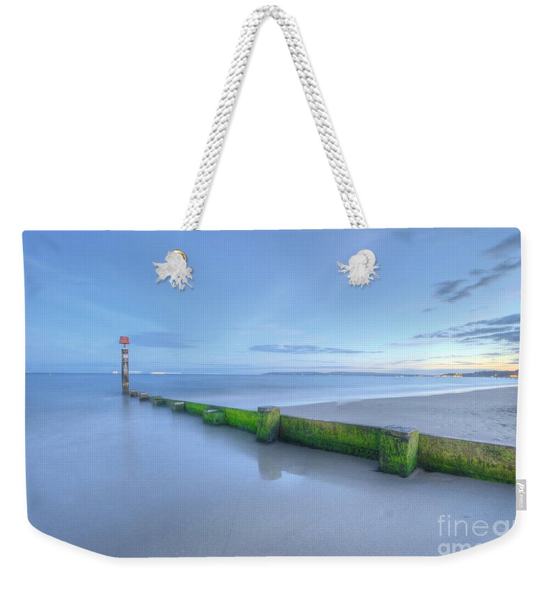 Yhun Suarez Weekender Tote Bag featuring the photograph Bournemouth Beach Sunset by Yhun Suarez