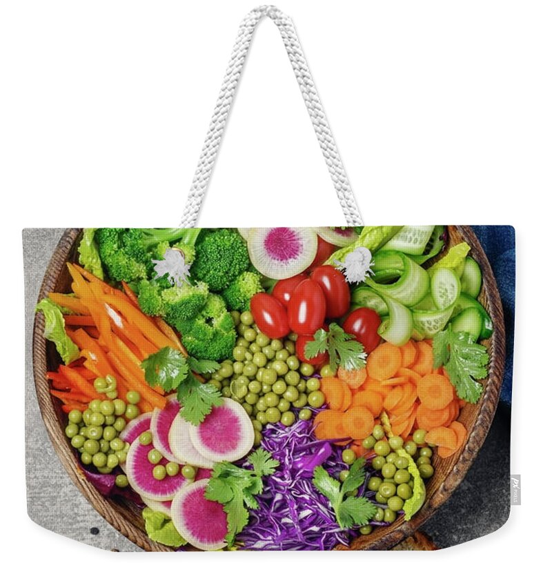Broccoli Weekender Tote Bag featuring the photograph Bowl Of Vegetables by Claudia Totir