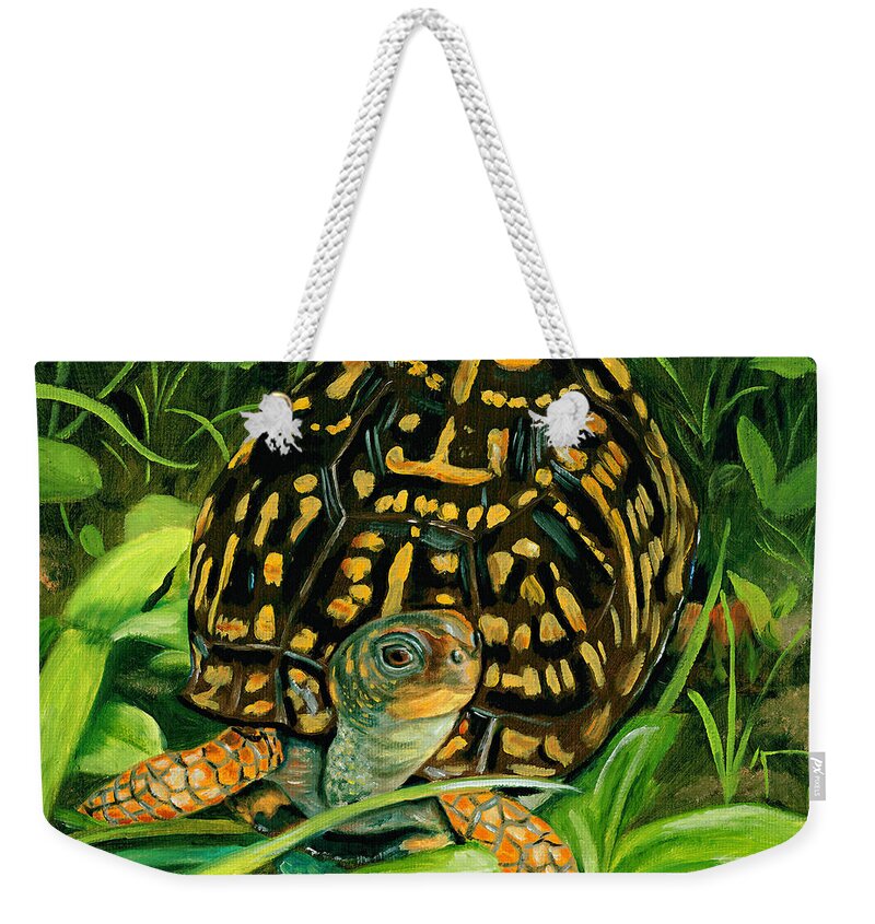 Turtle Weekender Tote Bag featuring the painting Box Turtle by Jill Ciccone Pike
