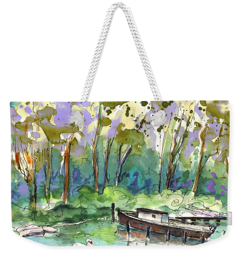 Travel Weekender Tote Bag featuring the painting Bray sur Seine 01 by Miki De Goodaboom
