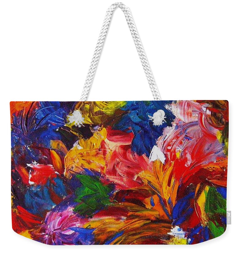 Canvas Prints Weekender Tote Bag featuring the painting Brazilian Carnival by Monique Wegmueller