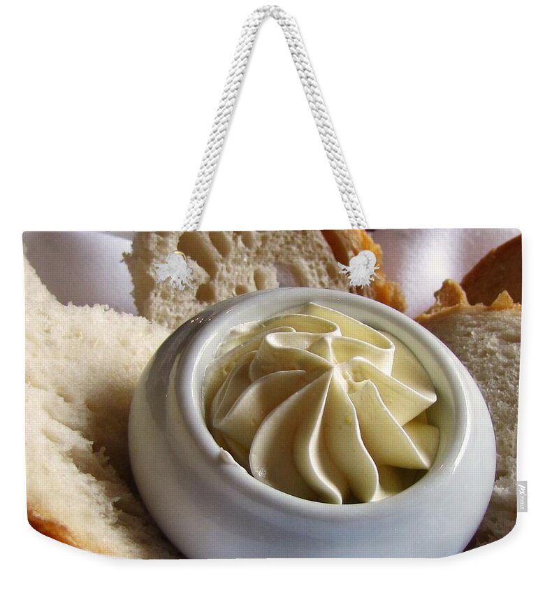 Bread Weekender Tote Bag featuring the photograph Bread and Butter by Jennifer Wheatley Wolf
