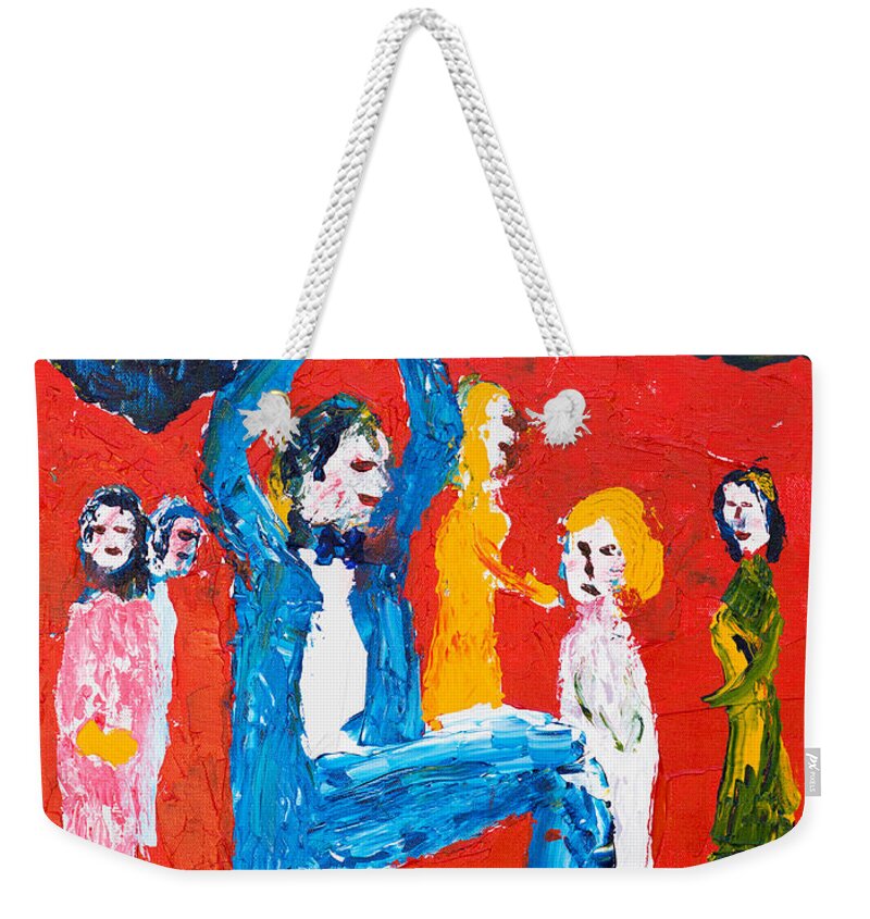 Jewish Wedding Weekender Tote Bag featuring the painting Breaking the Glass by Walt Brodis