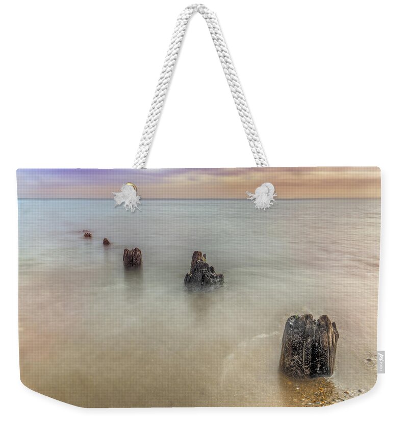 Lake Michigan Weekender Tote Bag featuring the photograph Breakwater by Peter Lakomy