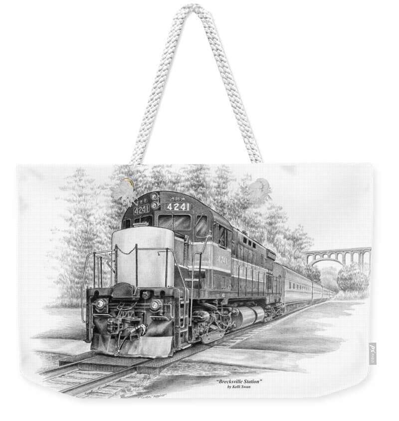 Cuyahoga Valley Weekender Tote Bag featuring the drawing Brecksville Station - Cuyahoga Valley National Park by Kelli Swan