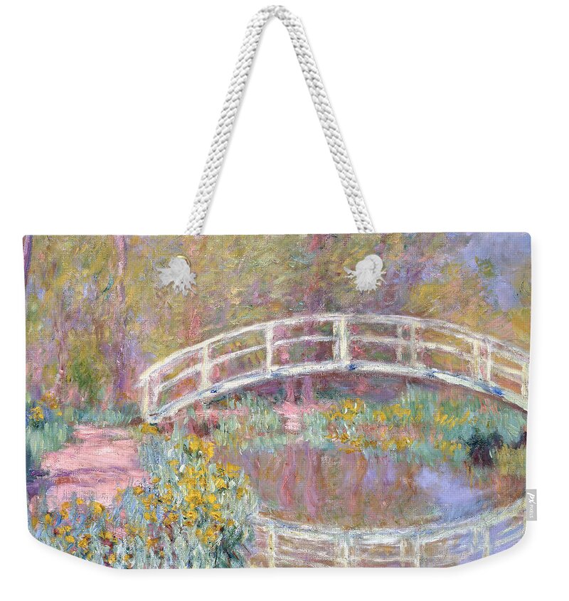 Monet Weekender Tote Bag featuring the painting Bridge in Monet's Garden by Claude Monet