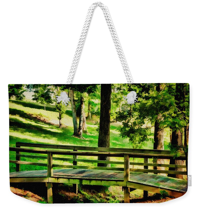 Bridge Weekender Tote Bag featuring the photograph Bridge to Tranquility by Barry Jones
