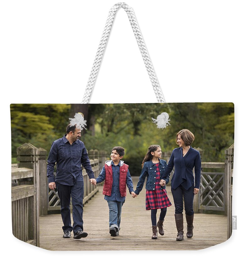 Family Photo Weekender Tote Bag featuring the photograph Bridge Walk by Lori Grimmett