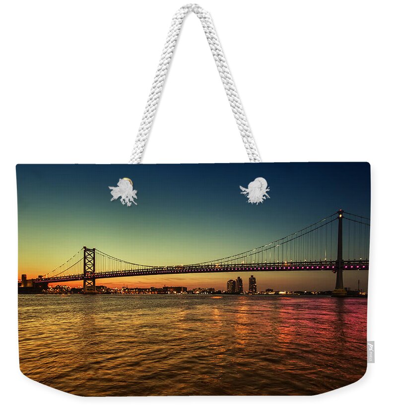 Landscape Weekender Tote Bag featuring the photograph Bridged Glow by Rob Dietrich
