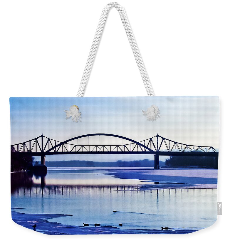 Cantilever Bridge Weekender Tote Bag featuring the photograph Bridges over the Mississippi by Christi Kraft