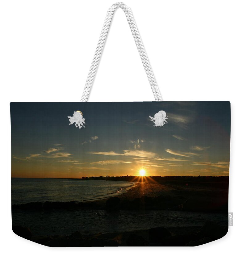Beach Sunset Weekender Tote Bag featuring the photograph Bright Horizon by Neal Eslinger