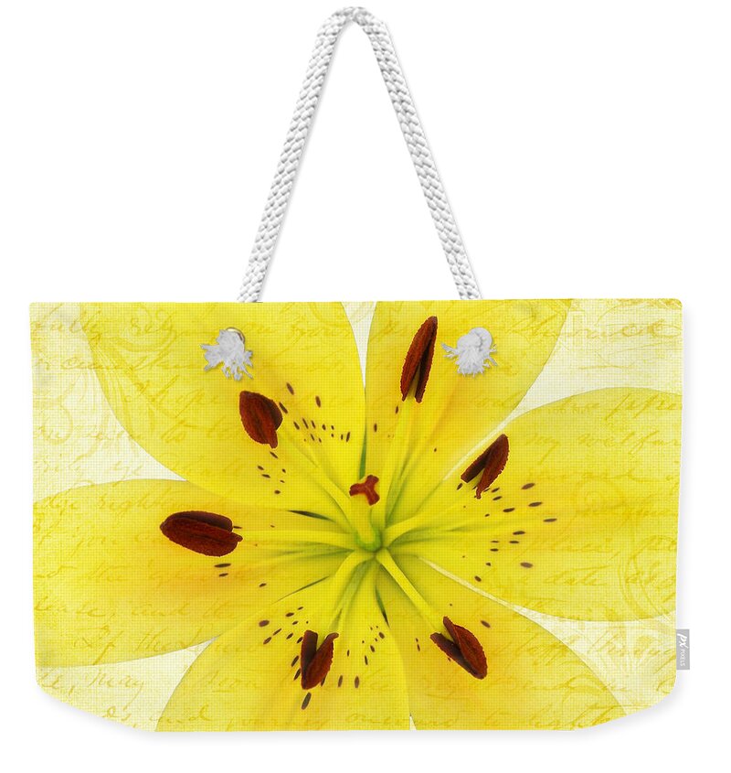 Lily Weekender Tote Bag featuring the photograph Bright Spot In My Day by Kathi Mirto