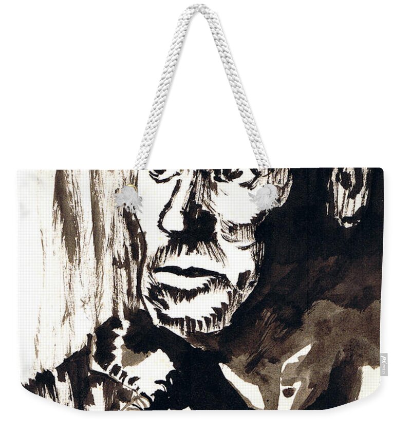 British Coal Miner Weekender Tote Bag featuring the drawing British Coal Miner by Seth Weaver